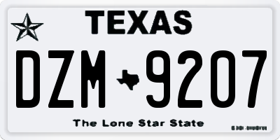TX license plate DZM9207