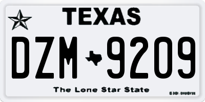 TX license plate DZM9209