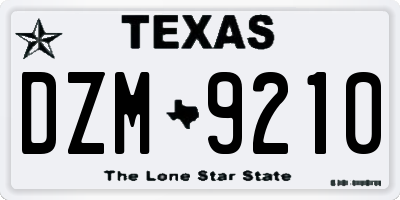 TX license plate DZM9210