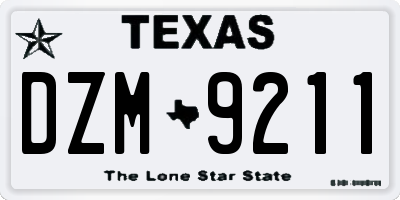 TX license plate DZM9211