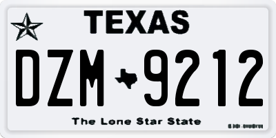 TX license plate DZM9212