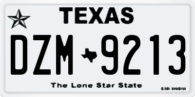 TX license plate DZM9213