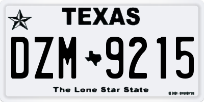 TX license plate DZM9215