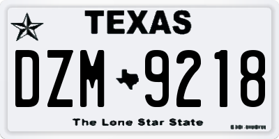 TX license plate DZM9218