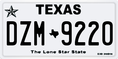 TX license plate DZM9220