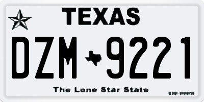 TX license plate DZM9221