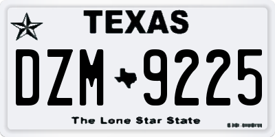 TX license plate DZM9225