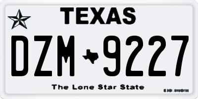 TX license plate DZM9227