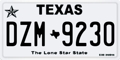 TX license plate DZM9230