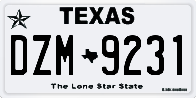 TX license plate DZM9231
