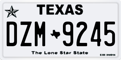 TX license plate DZM9245