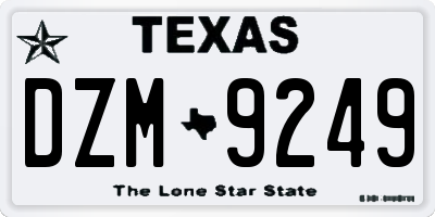 TX license plate DZM9249