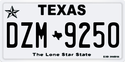 TX license plate DZM9250