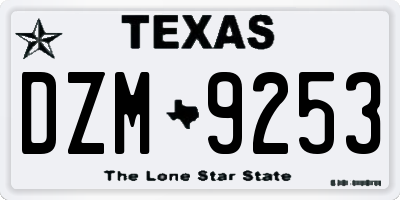 TX license plate DZM9253