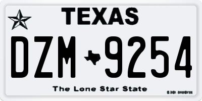 TX license plate DZM9254