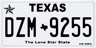 TX license plate DZM9255