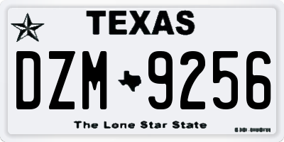 TX license plate DZM9256