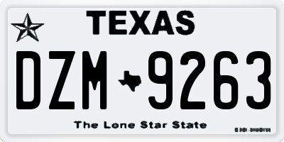 TX license plate DZM9263