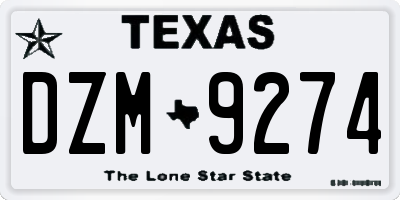 TX license plate DZM9274