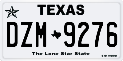 TX license plate DZM9276