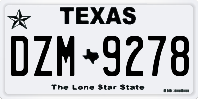 TX license plate DZM9278