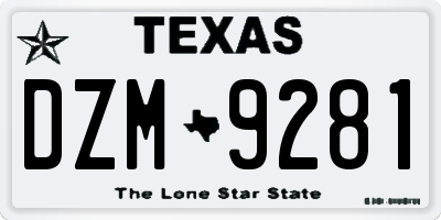 TX license plate DZM9281