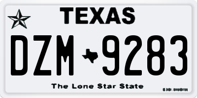 TX license plate DZM9283