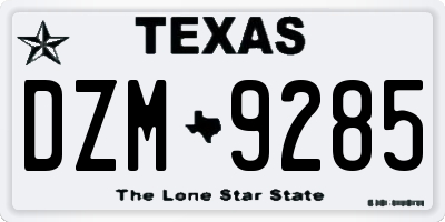 TX license plate DZM9285