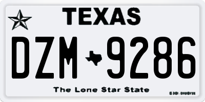 TX license plate DZM9286