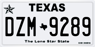 TX license plate DZM9289