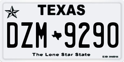 TX license plate DZM9290
