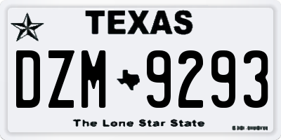 TX license plate DZM9293