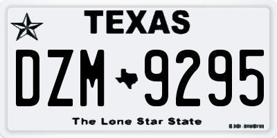 TX license plate DZM9295