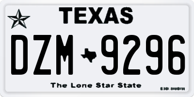 TX license plate DZM9296