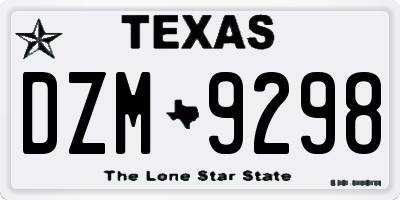 TX license plate DZM9298