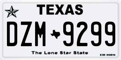 TX license plate DZM9299