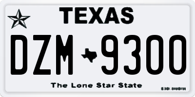 TX license plate DZM9300