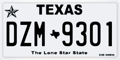 TX license plate DZM9301