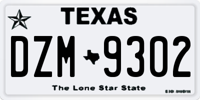 TX license plate DZM9302
