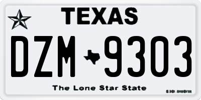 TX license plate DZM9303