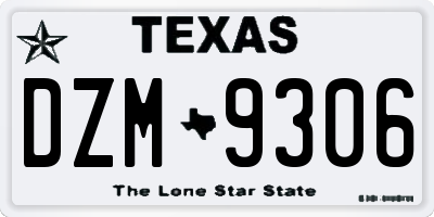 TX license plate DZM9306