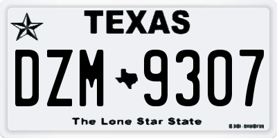TX license plate DZM9307