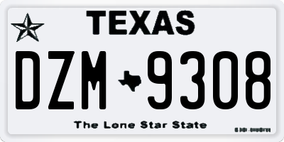 TX license plate DZM9308