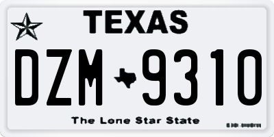 TX license plate DZM9310