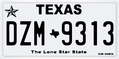 TX license plate DZM9313