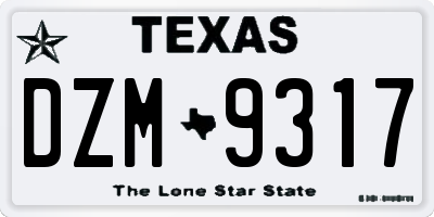 TX license plate DZM9317