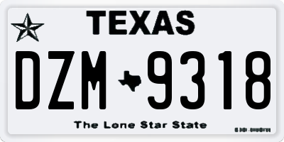 TX license plate DZM9318