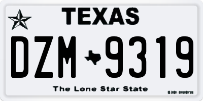 TX license plate DZM9319