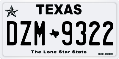 TX license plate DZM9322