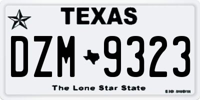 TX license plate DZM9323
